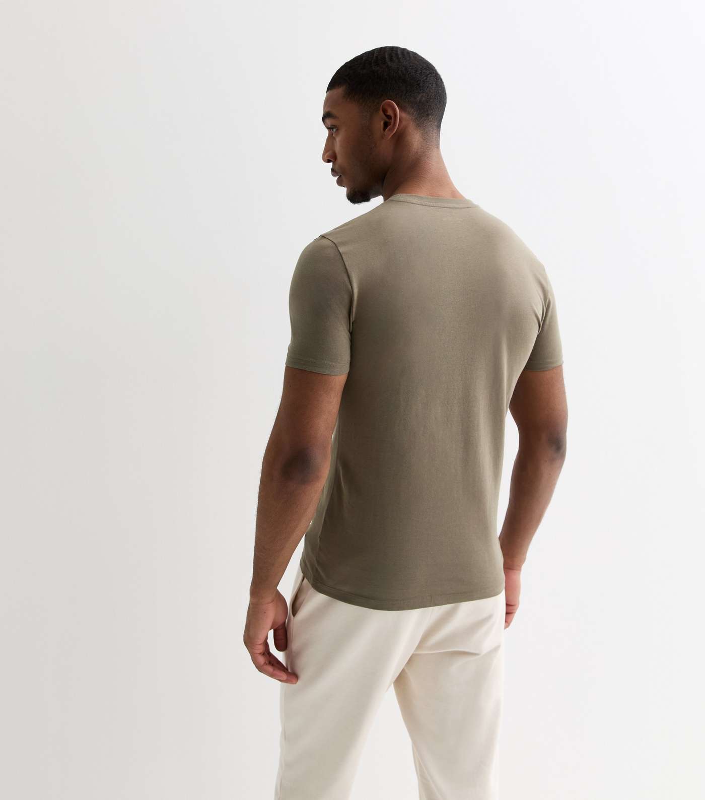 Khaki Cotton Muscle Fit T-Shirt Image 4