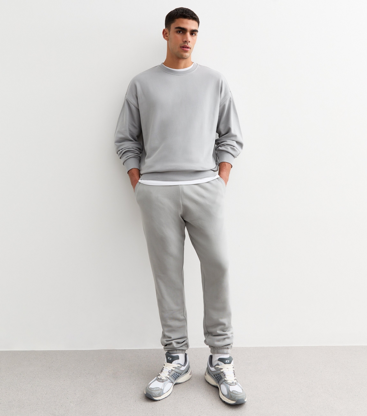 Men's Grey Regular Fit Jersey Joggers New Look