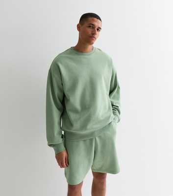 Light Green Relaxed Fit Drawstring Jersey Shorts
