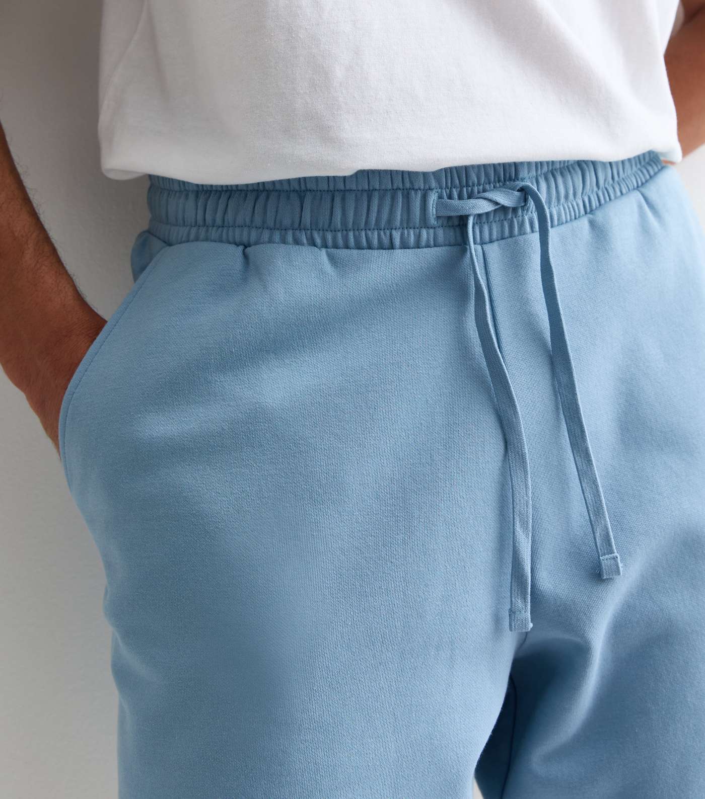 Light Blue Relaxed Fit Drawstring Jersey Shorts Image 3