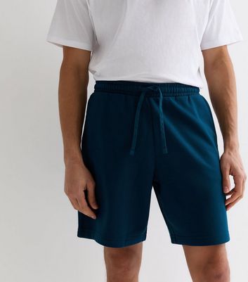 Men's Blue Relaxed Fit Drawstring Jersey Shorts New Look