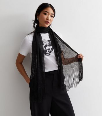 Black store tassel scarf