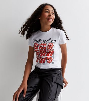 Girls White The Rolling Stones Crop Logo T-Shirt New Look