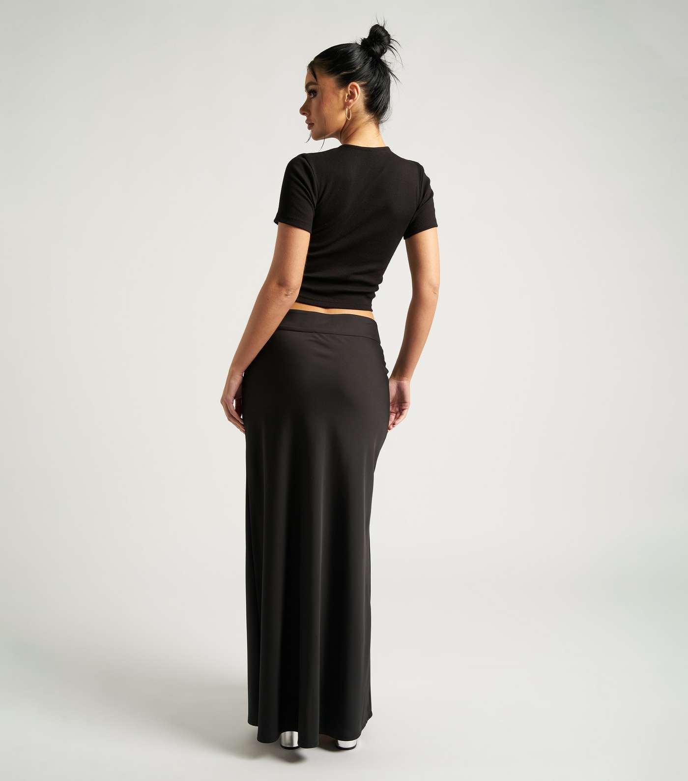 Urban Bliss Black Satin Maxi Skirt Image 4