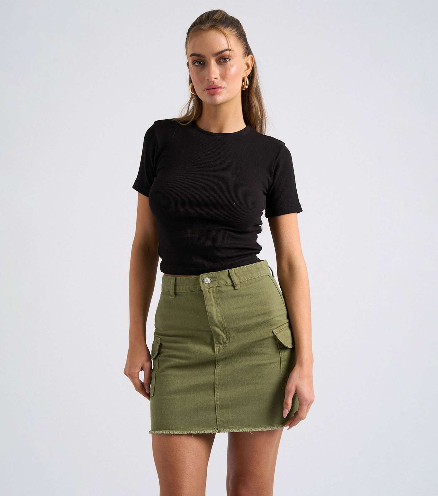 Urban Bliss Khaki Cargo Mini Skirt Image 2