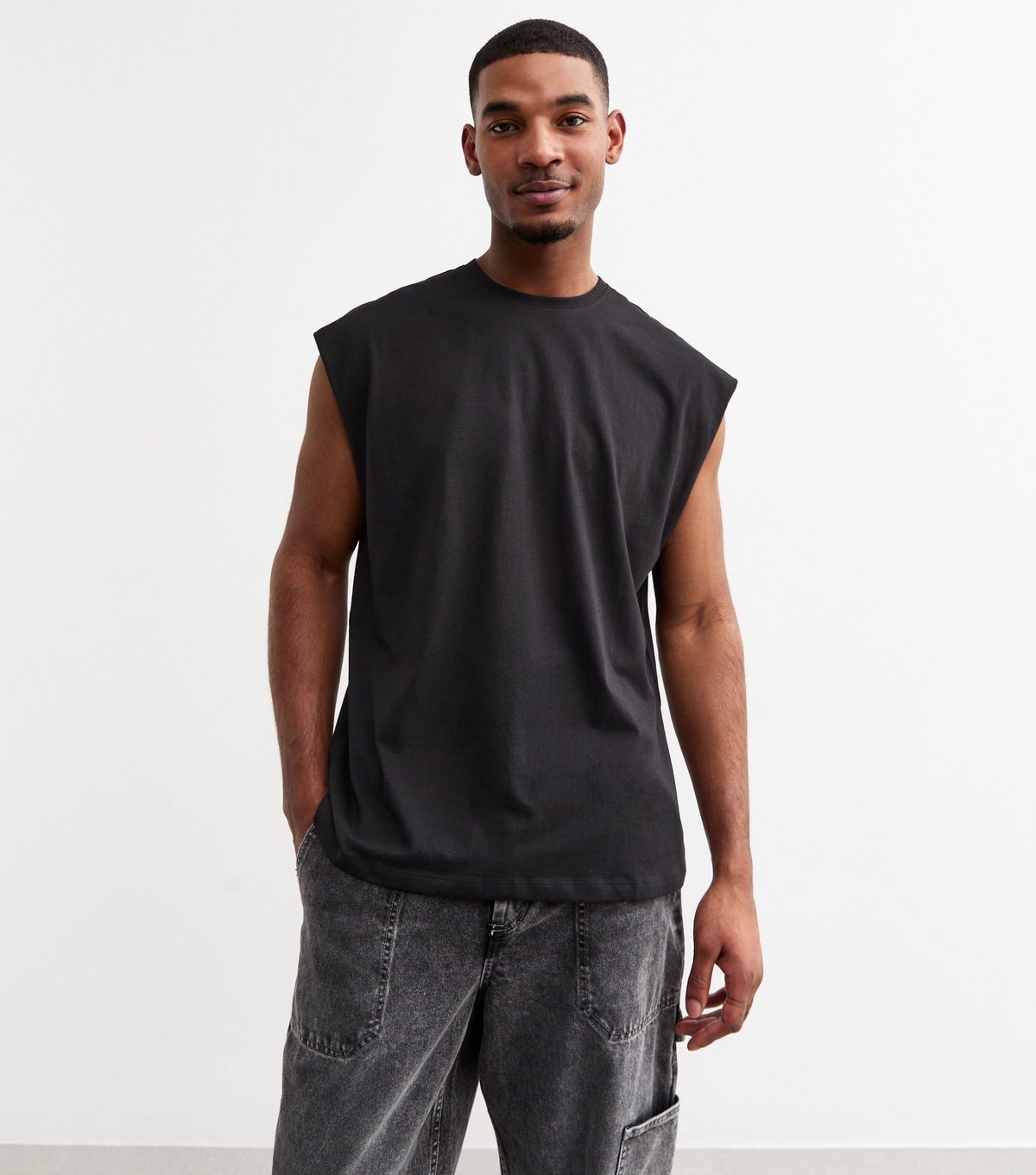 Men's Black Oversized Tank Vest New Look