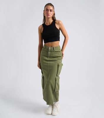 Urban Bliss Khaki Cargo Midi Skirt