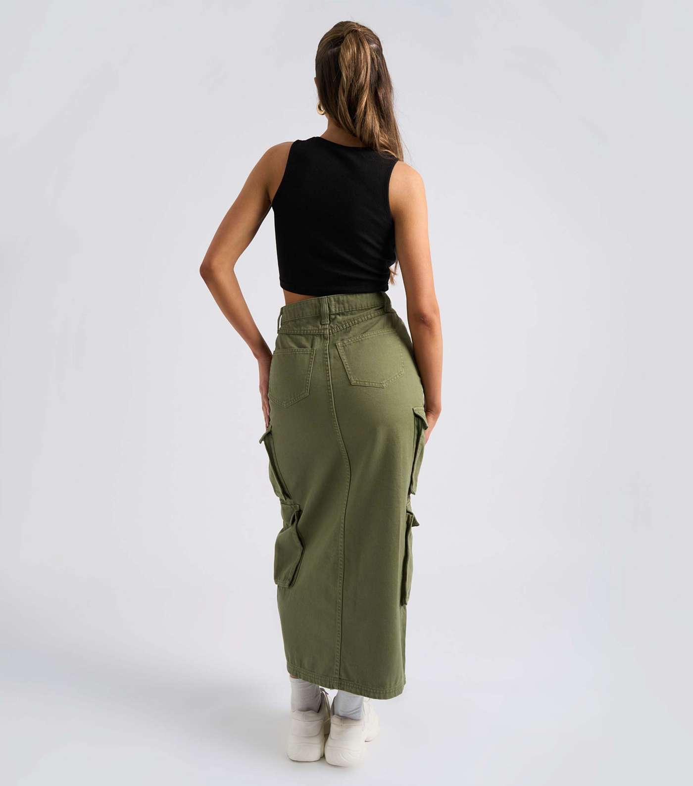 Urban Bliss Khaki Cargo Midi Skirt Image 4