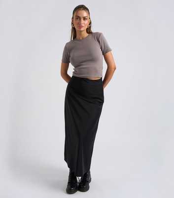 Urban Bliss Black Satin Maxi Skirt