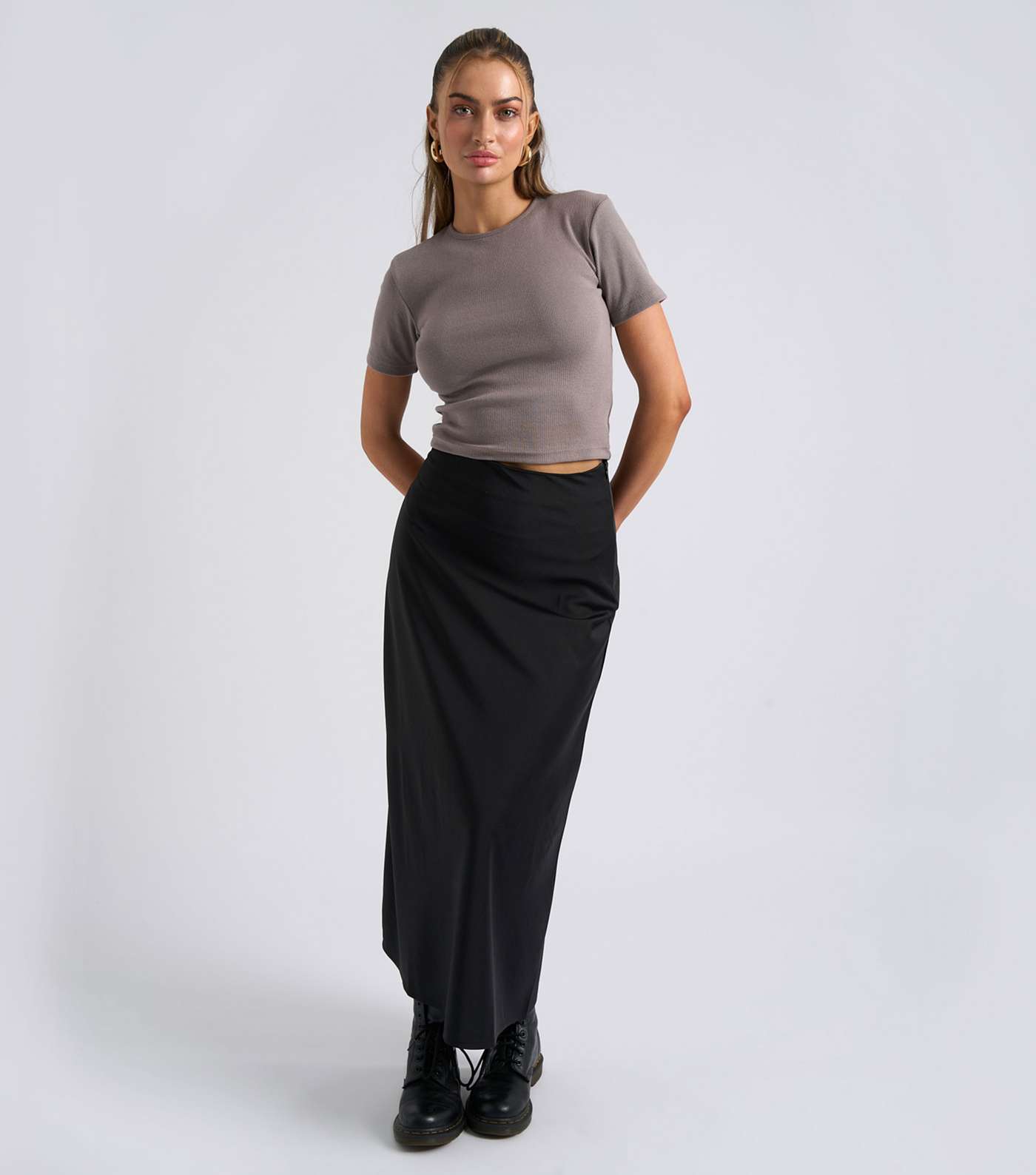 Urban Bliss Black Satin Maxi Skirt