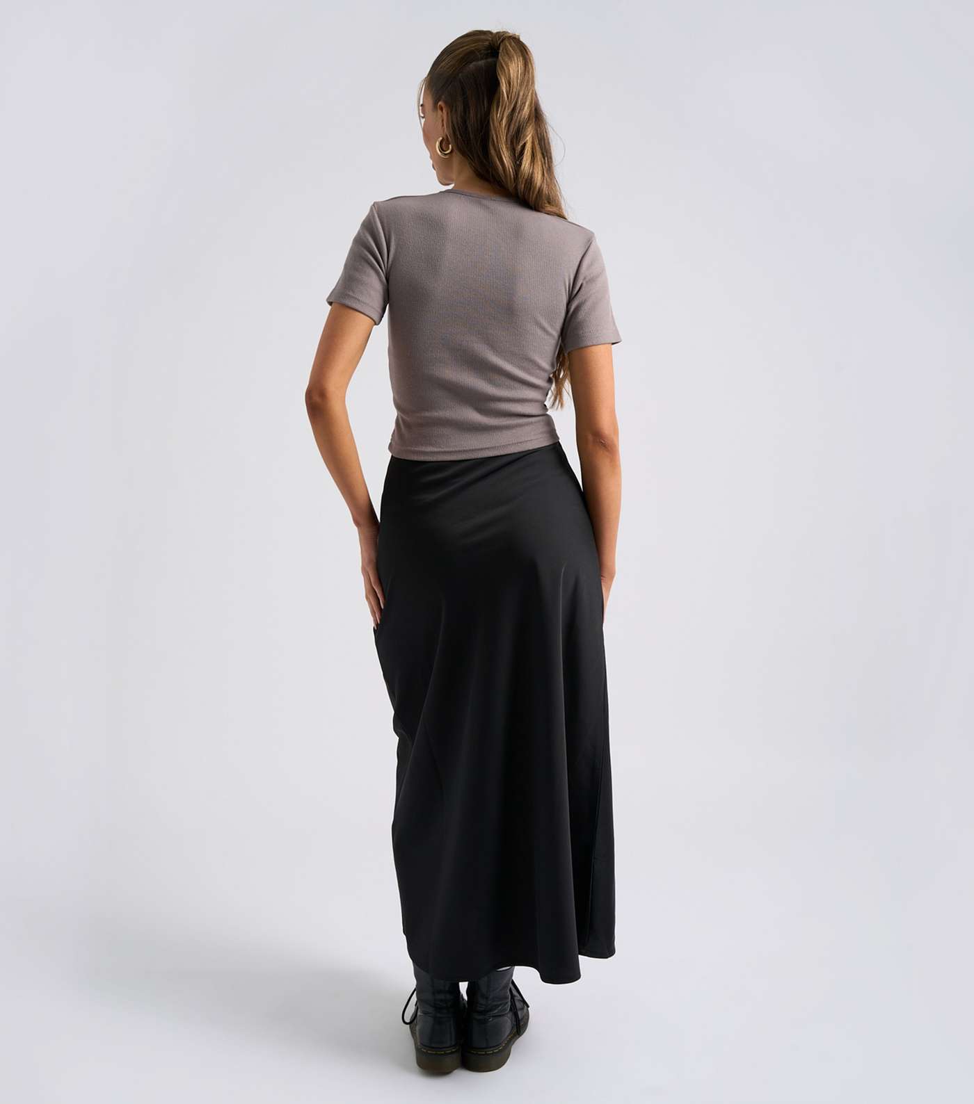 Urban Bliss Black Satin Maxi Skirt Image 3