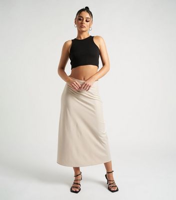 Urban Bliss Stone Satin Midi Skirt New Look