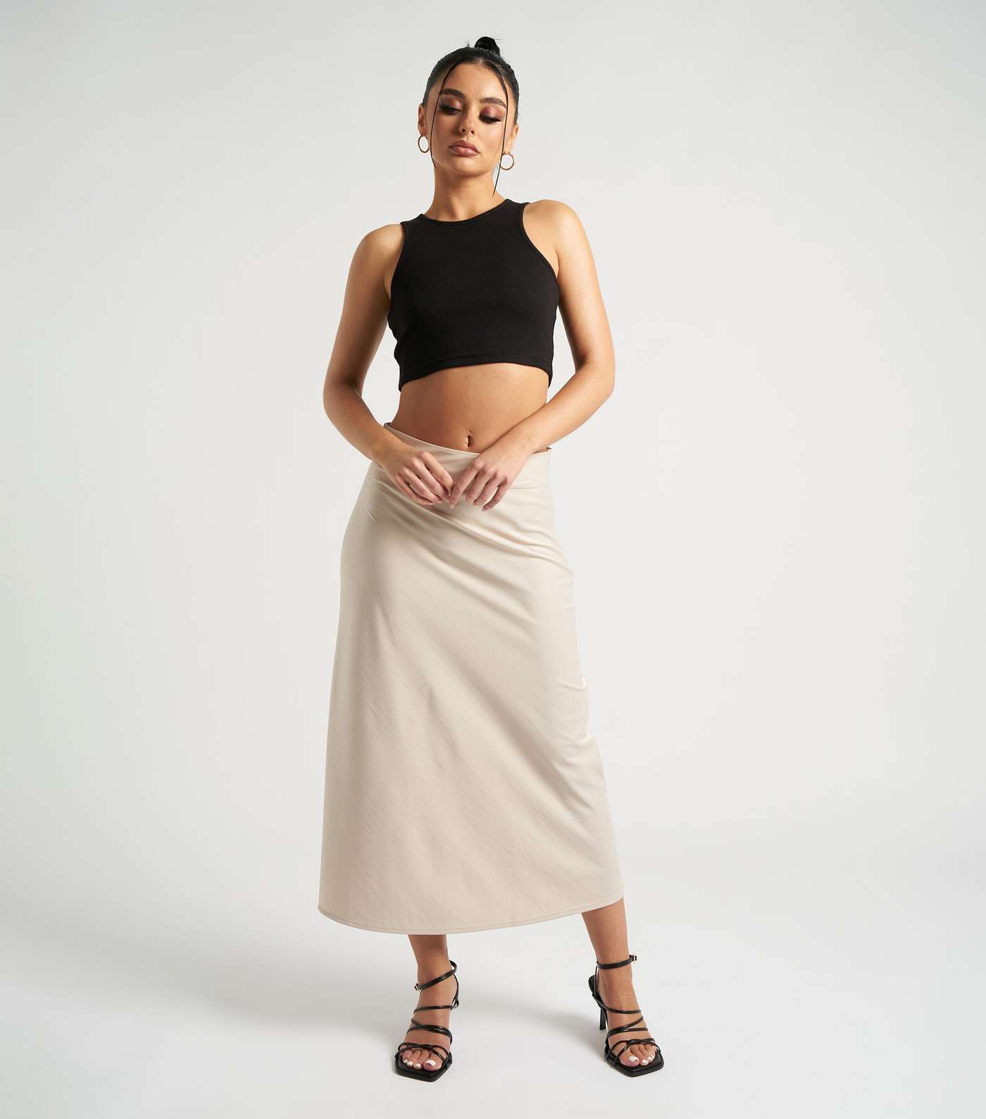 Urban Bliss Stone Satin Midi Skirt Image 3