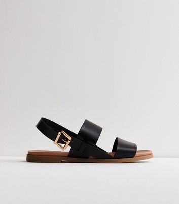 ASOS DESIGN Wide Fit Fargo chunky flat sandals in black | ASOS