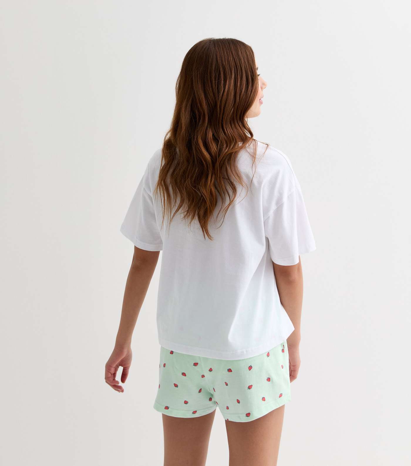 Girls White Cotton Berry Tired Logo Short Pyjama Set Image 4