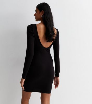 Dresses - Black Built In Bra Open Back Mini Dress