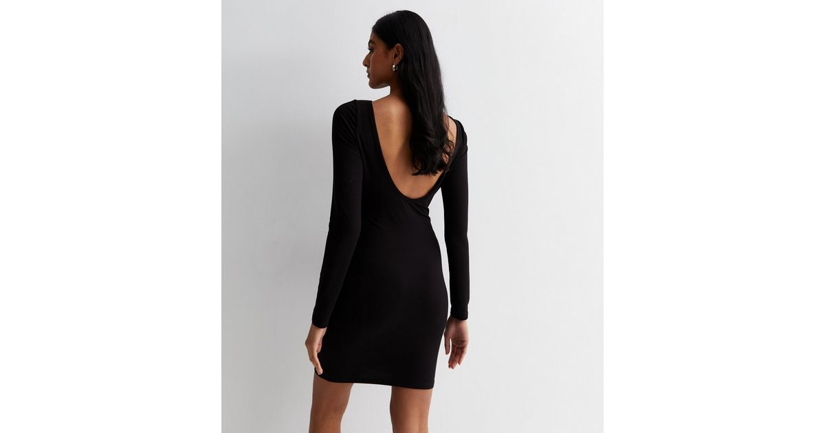 Black Built In Bra Open Back Mini Dress | New Look