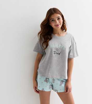 Girls Light Grey Koala Print Short Pyjama Set
