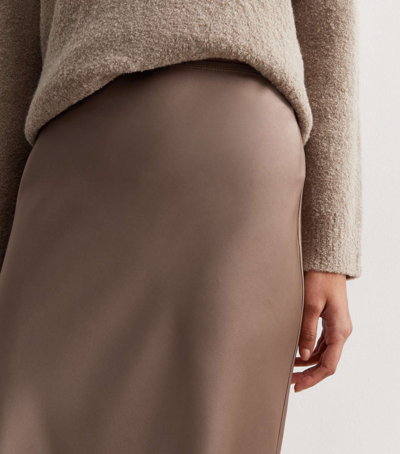 Light Brown Satin Bias Cut Maxi Skirt Image 3