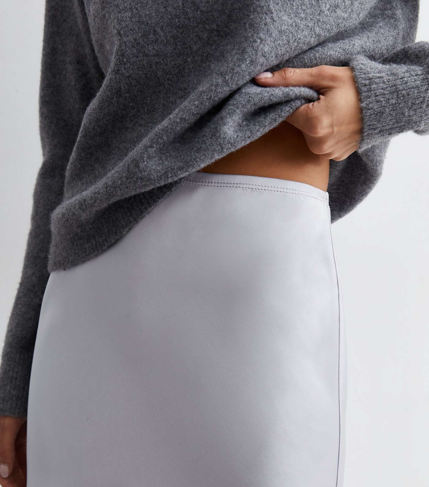 Silver Satin Bias Cut Maxi Skirt Image 3