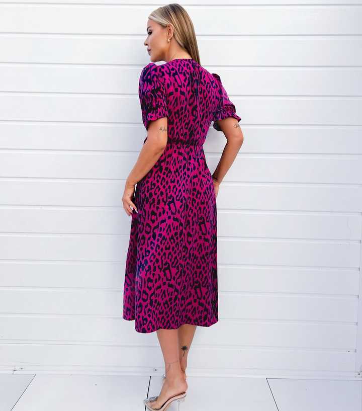 midi dress next pink animal print dress