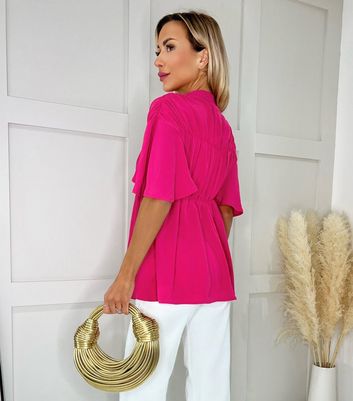 AX Paris Pink Ruched Shirt Top New Look