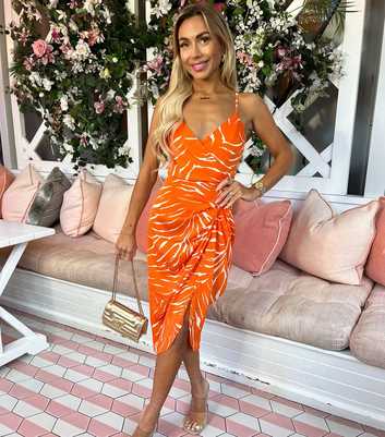 AX Paris Orange Animal Print Strappy Midi Dress