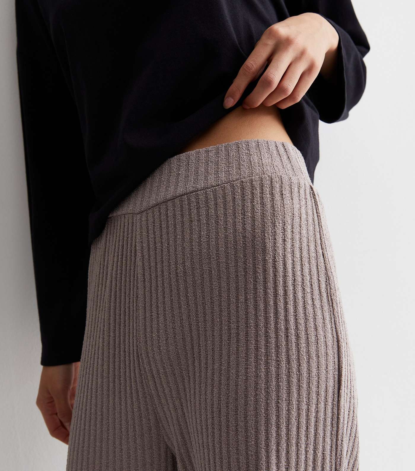 Mink Ribbed Knit Trousers Image 2