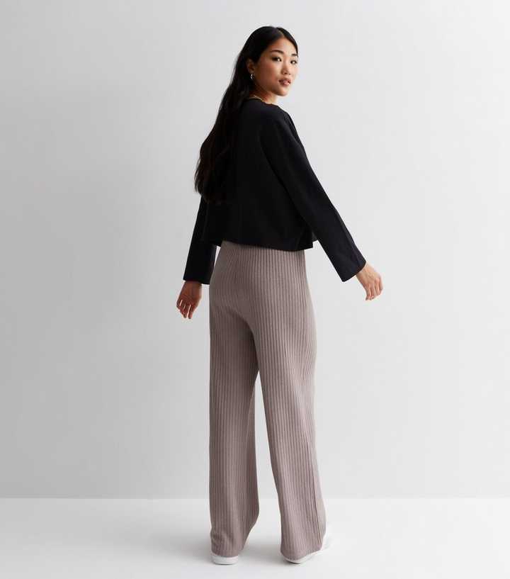 Mink Ribbed Knit Trousers