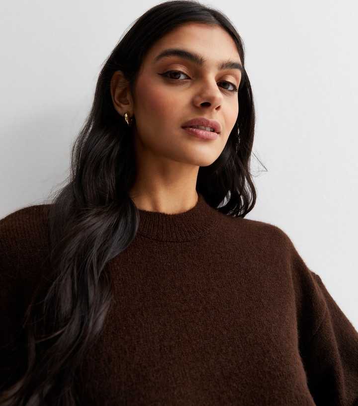 dark brown jumper dress Buy Chocolate Brown Stand Neck Knitted Midi Jumper Dress from Next USA