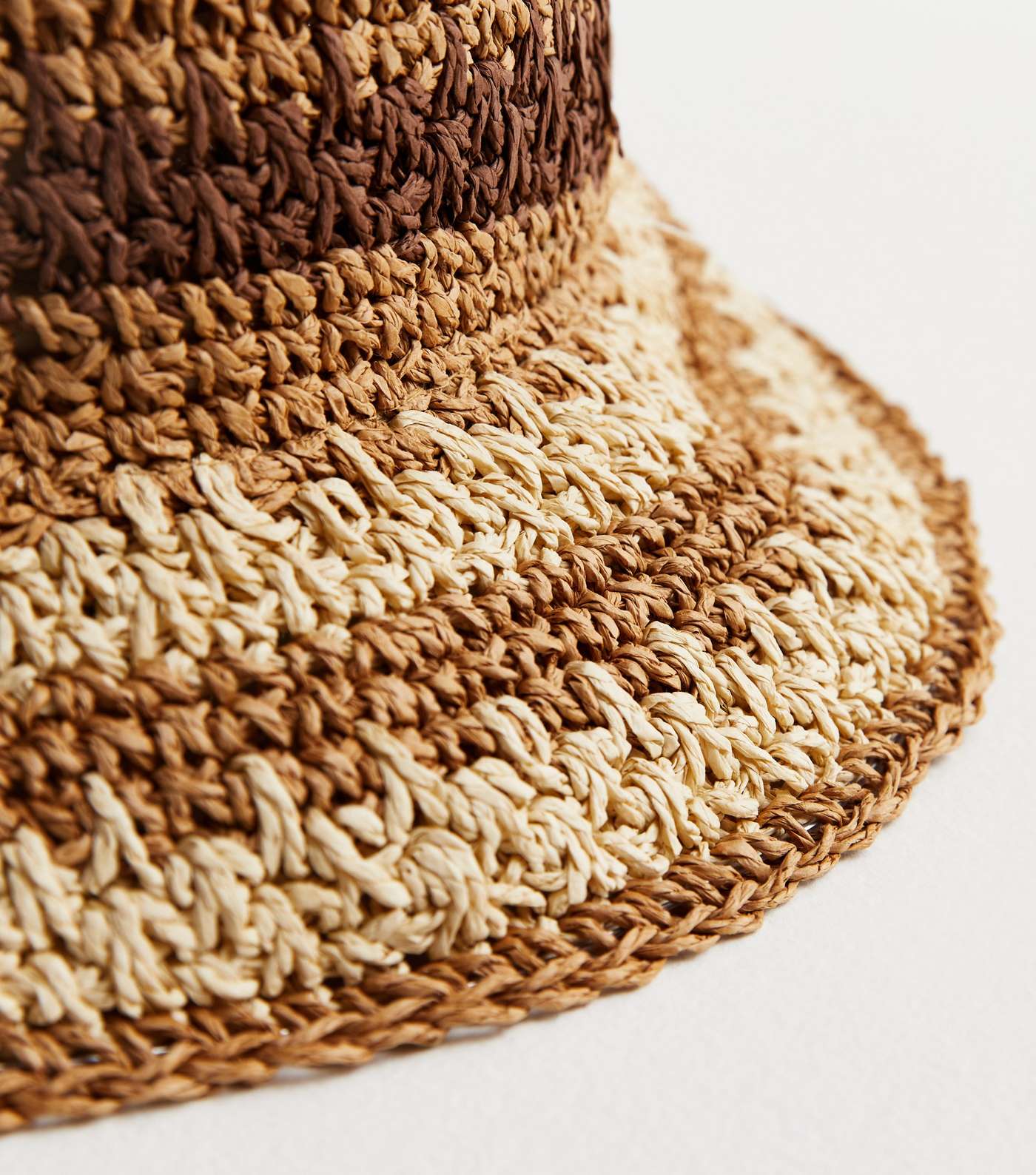 Brown Stripe Straw Effect Packable Floppy Bucket Hat Image 3