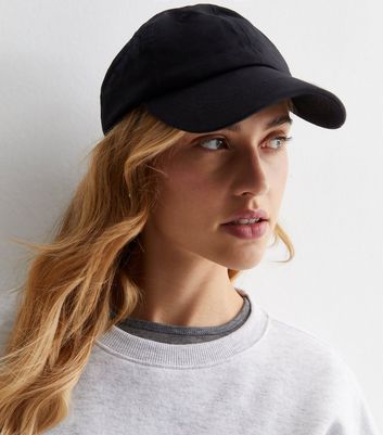 Black cotton baseball cap on sale