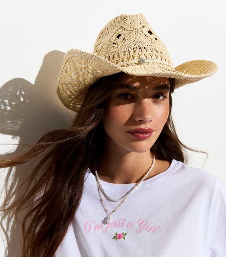 Stone Straw Effect Cowboy Hat