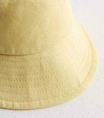 Pale Yellow Cotton Bucket Hat New Look