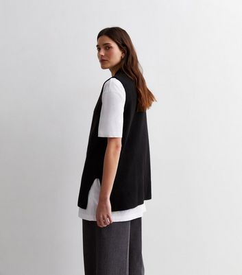 Black Soft Knit V Neck Vest New Look