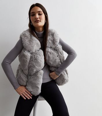 Gray faux shop fur gilet