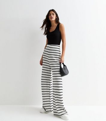 High waisted striped pants wide sale leg