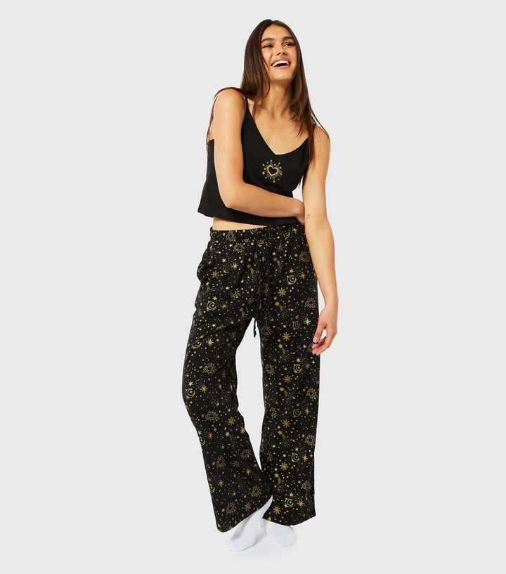 Skinnydip Black Trouser Pyjama Set with Celestial Print | New Look