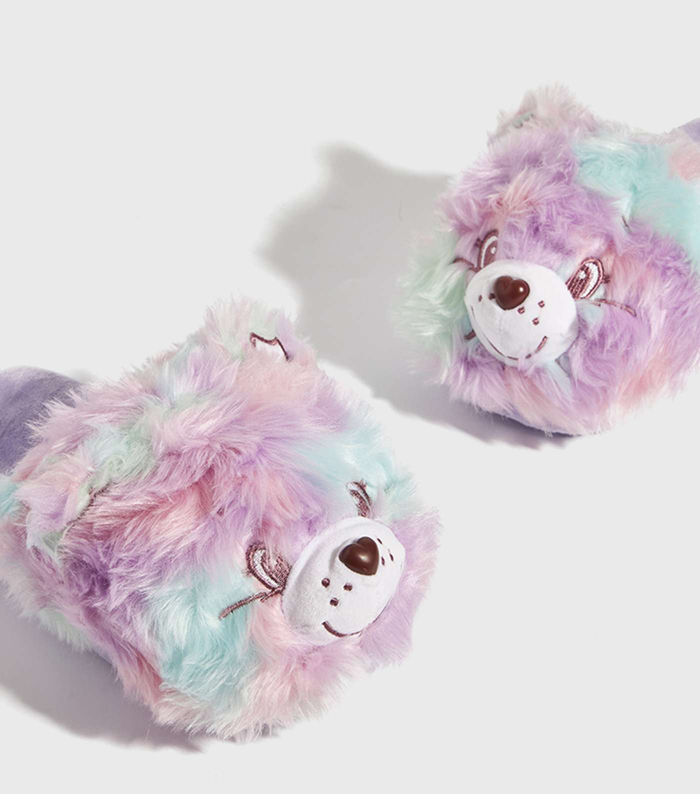 Skinnydip Multicoloured Faux Fur Care Bears Slippers Image 2