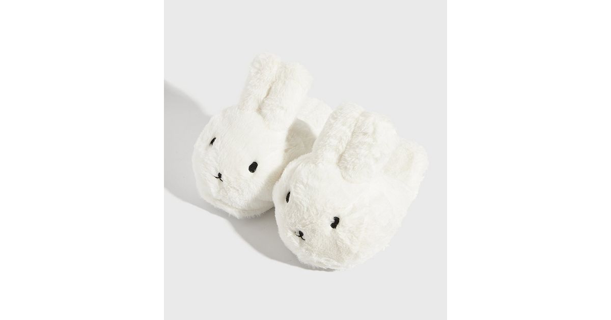 Skinnydip White Faux Fur Bunny Slippers | New Look