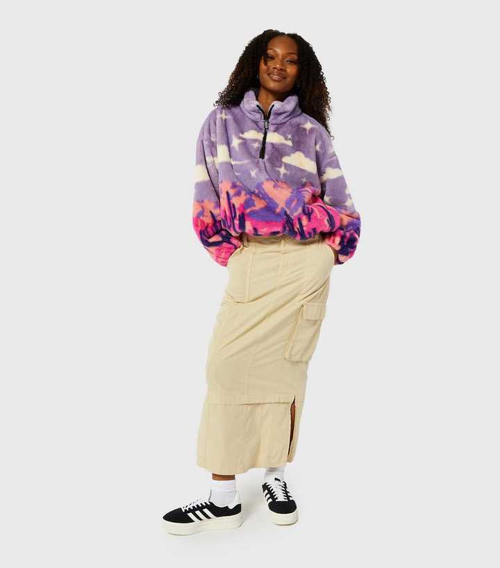 Skinnydip Purple Landscape Print Fleece Jacket