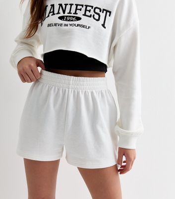 Girls Off White Jogger Shorts New Look