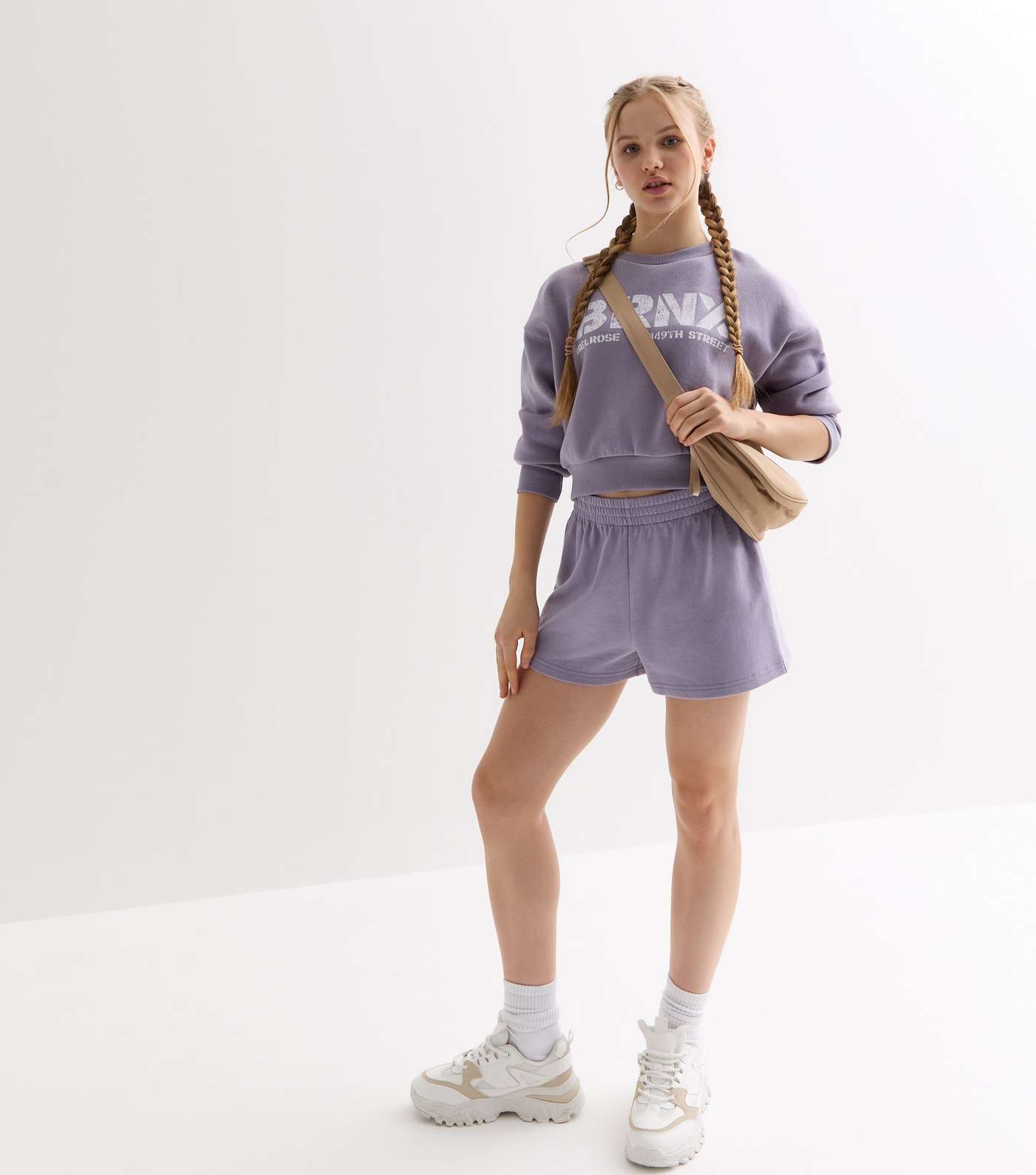 Girls Lilac Jogger Shorts Image 3