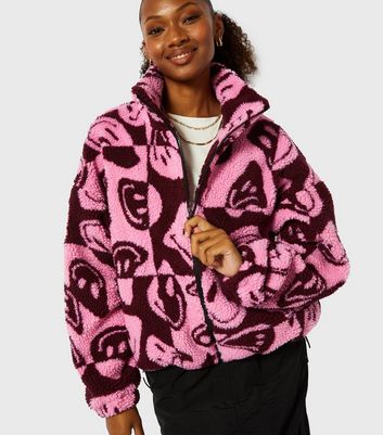 Pink fleece cheap zip up jacket