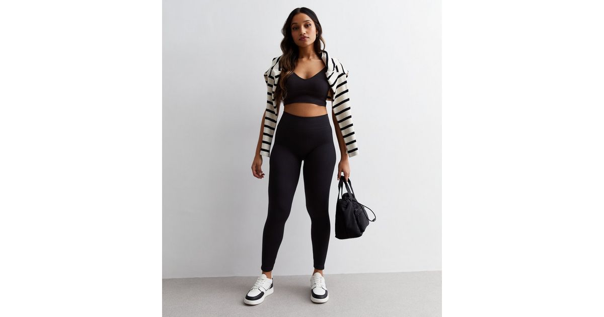 Petite Black Seamless Leggings New Look