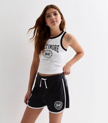 Girls Black 95 Logo Runner Shorts New Look
