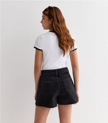 Topshop extreme ripped a-line mom shorts in mid blue | ASOS