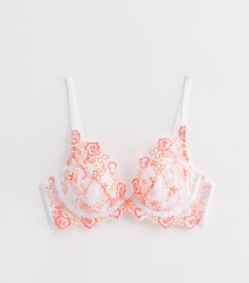 White Daisy Floral Embroidered Non-Pad Bra New Look