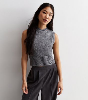 Grey knitted shop crop top