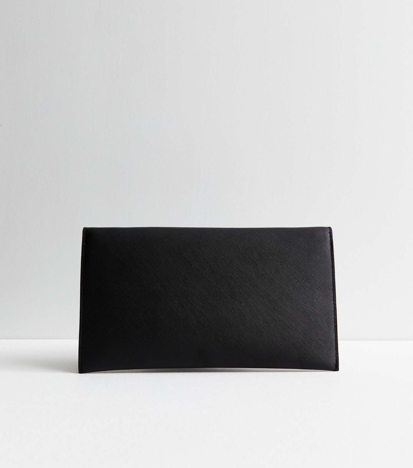 Black Leather-Look Envelope Clutch Bag Image 4
